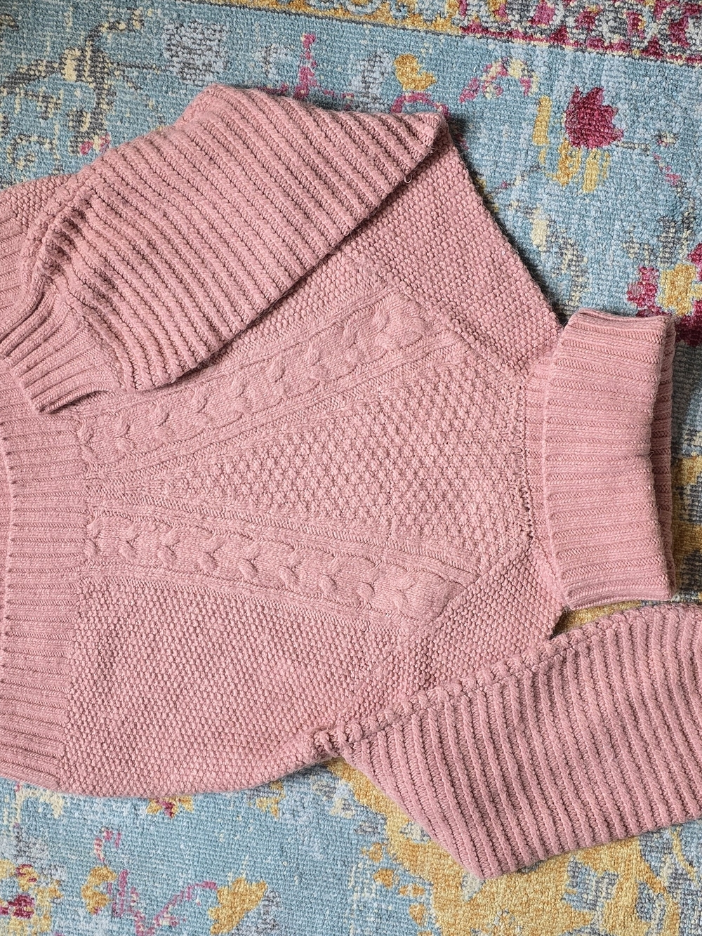 Abercrombie & Fitch Dusty Pink Cable Knit Turtleneck Sweater